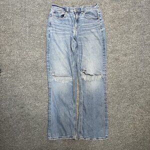 American Eagle Stretch Womens 90s Boot Cut Distressed Light Wash Ripped Knees 6